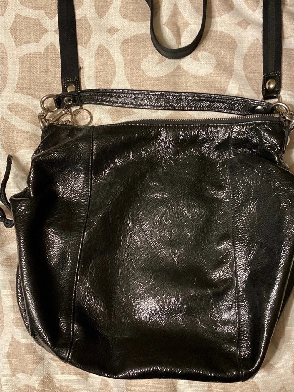 Coach Black Patent Leather Crossbody with Front Zip Pocket